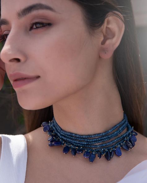 Beautiful choker available in 20 colours for order 9828687455 Diy Indian Jewelry, Indian Choker Necklace Set, Blue Choker Necklace, Handmade Jewelry Business, Textile Earrings, Indian Choker Necklace, Cloisonne Jewelry, Beads Choker, Diy Beaded Bracelets