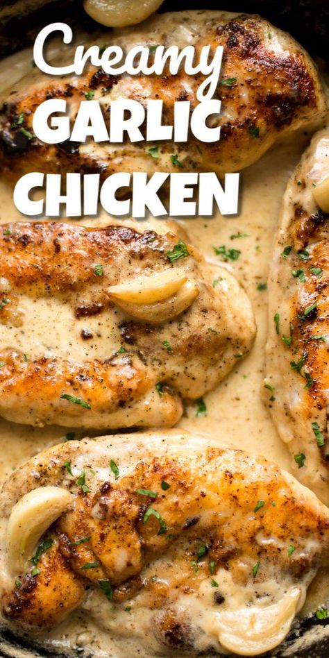 Skillet Fried Chicken, Essen Recipes, Creamy Garlic Chicken Recipes, Salt Lavender, Chicken Garlic, Garlic Garlic, Creamy Garlic Chicken, Creamy Garlic Sauce, Garlic Chicken Recipes