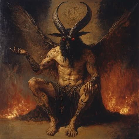 In the stillness of flame, the eternal question burns, What is evil but the rejection of imposed light? What is darkness but the freedom of an untamed soul? Baphomet, you are the mirror of every denied truth, The chaos from which all order emerges and returns, You are the balance, the void, and the seed of all becoming. 🔥🔥🔥🔥🔥 #satanisme #satan #satanist #satanism #hailSatan #blasphemy #atheistmemes #atheism #agnostic #satanic #secularism #humanism #goodwithoutreligion #nonbelievers #godless... Fall Of Lucifer Painting, Baphomet Painting, Biblical Demons, Deathcore Aesthetic, Satanic Aesthetic, Baphomet Art, Heaven Aesthetic, Satanic Goat, The Satanic Bible