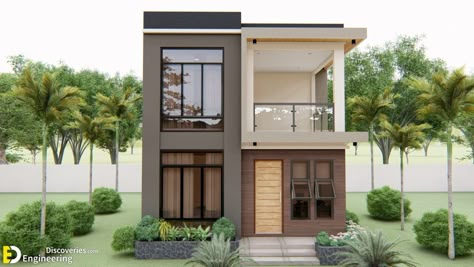 Small 2-Storey House Design 6.0m x 7.0m With 3 Bedrooms - Engineering Discoveries Small House Design Philippines, Double Storey House Plans, Two Story House Design, Bedroom Decor Gray Walls, Bedroom Decor Gray, Double Storey House, 2 Storey House Design, Home Gym Design Garage, Modern Small House Design