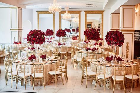 Bianca + Jared - Real Wedding - Weddings in Houston Wine Red And White Wedding, Burgundy Ivory And Gold Wedding, Red Wine Wedding Theme, White Wedding Color Schemes, Wine Wedding Theme, Red Wine Wedding, Ivory Wedding Decor, Ivory And Gold Wedding, Gold And Burgundy Wedding