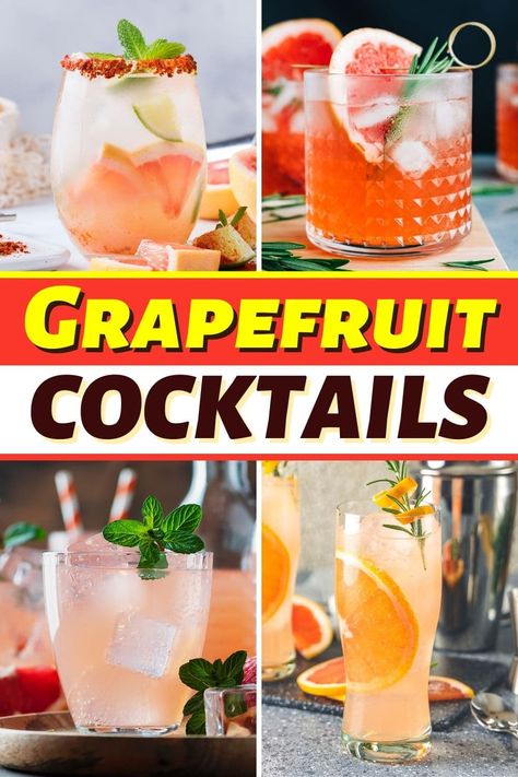 Bring summer goodness to your next party with these tantalizing grapefruit cocktails! They're bright, tasty, and look beyond stunning in pinky-orange. Grapefruit Champagne Cocktail, Drinks With Grapefruit Juice, Grapefruit Juice Cocktail, Light Summer Cocktails, Grapefruit Cocktail Recipes, Fresh Drinks Summer, Grapefruit Drink, Grapefruit Vodka, Morning Cocktail