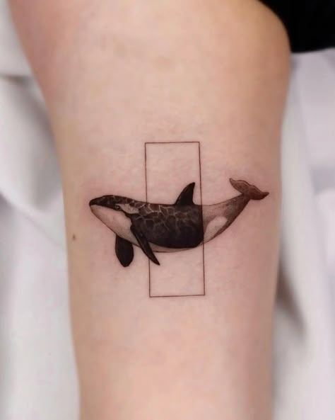 30 Best Orca Tattoo Ideas You Should Check Geometric Orca Tattoo, Orca Tattoo Ideas, Geometric Orca, 52hz Whale, Maddy Tattoo, Orca Whale Tattoo, Killer Whale Tattoo, Tato Tradisional, Orca Tattoo