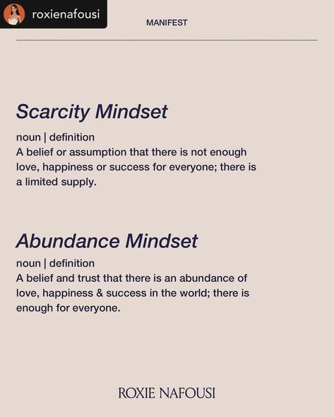 Manifestation Monday! Waking up to an abundant mindset with this lovely reminder from the Universe in my feed. 🙏🏼💫#888 Posted @withregram • @roxienafousi Having an abundant mindset is so key to attracting abundance!! For me, it’s my manifesting superpower. I always sink into an abundant mindset, by constantly practicing gratitude, celebrating others and being generous with what I have, knowing it’ll always come back to me. A scarcity mindset, on the other hand, keeps you attracting lack int... Scarcity Vs Abundance Mindset, Abundant Mindset, Scarcity Mindset, Manifesting Tips, Mindset Work, Attracting Abundance, Practicing Gratitude, Come Back To Me, Light Board