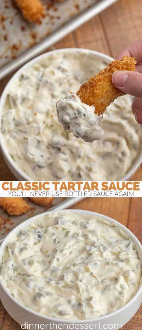 Tartar sauce recipe Easy Tartar Sauce, Tartar Sauce Recipe, Sauce Tartare, Homemade Tartar Sauce, Homemade Condiments, Marinade Sauce, Tartar Sauce, Savory Sauce, Idee Pasto Sano