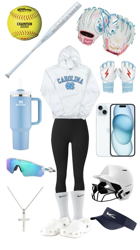 Just a girl who loves softball!🥎 Stuff To Put In Your Softball Bag, Soft Ball Outfits, Softball Aesthetic Outfit, What To Wear To Softball Practice, Cute Softball Outfits, Softball Necessities, Softball Bag Essentials, Softball Outfits For Practice, Softball Mom Outfits