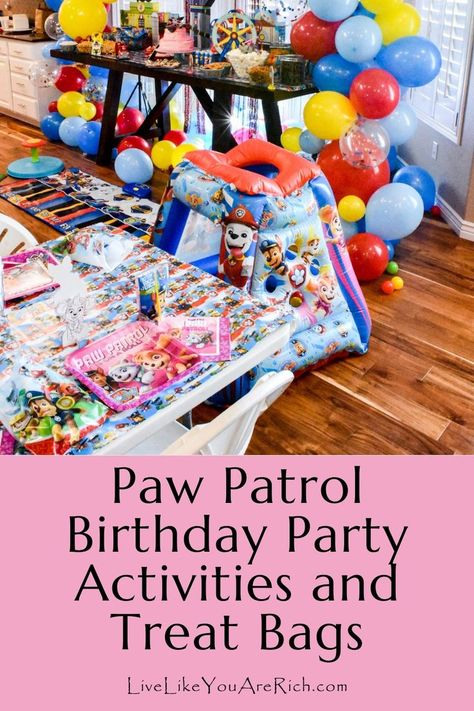 Paw Patrol Birthday Party Activities and Treat Bags For my daughter’s Paw Patrol birthday party, I gave myself a $125 budget. I spent $89.00 on the Paw Patrol Decorations and Food, so I only had $36.00 to work with for the activities and goodie bags. Paw Patrol Birthday Party Activities Paw Patrol Goodie Bags, Paw Patrol Party Games, Paw Patrol Decorations, Birthday Party Ideas For Kids, Paw Patrol Birthday Party, Party Goodies, Birthday Party Activities, Patrol Party, Paw Patrol Party