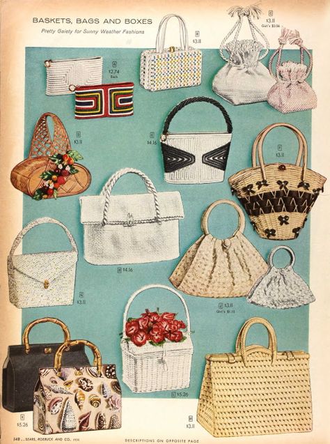 Vintage Bags 1950s, Bag Styles, Christmas Catalogs, Vintage Handbag, Vintage Spring, Vintage Purses, Funny Vintage, Beaded Clutch, Purse Styles