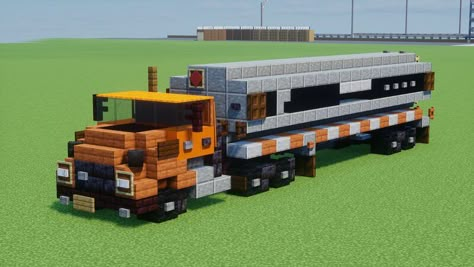 Minecraft Gas Station Ideas, Minecraft Forklift, Gas Station Minecraft, Minecraft Gas Station, Truck Minecraft, Minecraft Vehicles, Minecraft Modern City, Minecraft Modern, Mc Ideas