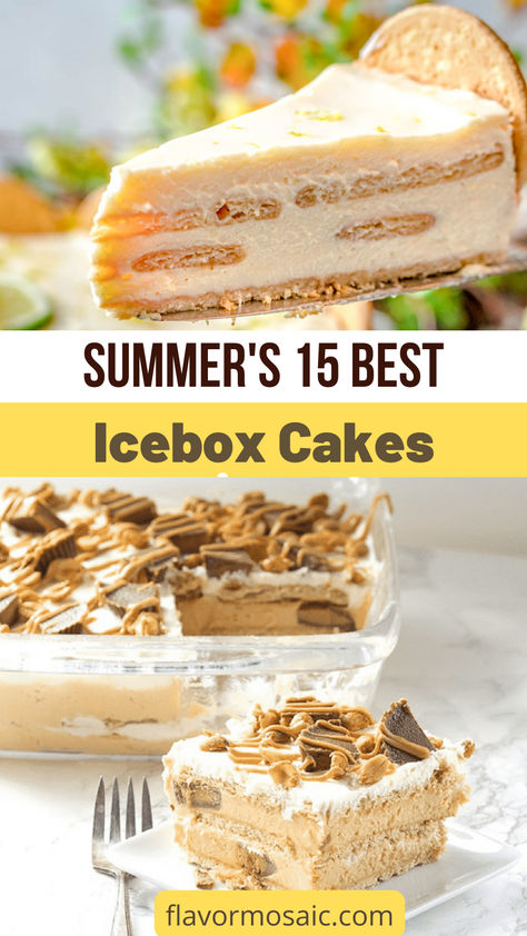 Summer's 15 Best Icebox Cakes to keep you cool when temperatures are blazing hot. These no-bake eclair cakes make delicious and beautiful cool desserts designed to beat the heat! One of these Icebox Cakes is certain to become a favorite! These are so popular at picnics or potlucks. Don’t be surprised if all you have is an empty cake pan to take home. No Bake Summer Berry Icebox Cake, Refreshing Cake Recipes, Tiramisu Icebox Cake, Summer Ice Box Cake, Icebox Cakes No Bake, Summer Time Cakes, Salted Caramel Banana Ritz Icebox Cake, Ice Box Cake Recipes Easy, Quick Summer Desserts No Bake