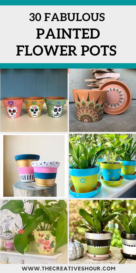 Don't we all like some good colorful space in the house? These painted flower pots will do precisely that; they will add a vibrant and radiant angle to your garden or your indoors. Click here for more fantastic terra cotta design painted flower pot ideas; boho painted flower pots, painted flower pots ideas, painted flower pots for kids, aesthetic painted flower pots, painted flower pots for mother's day, DIY & creative painted flower pots, handprints painted flower pots. Painting Flower Pots, Painted Flower Pot, Painting Pots, Terra Cotta Pot Crafts Diy, Flower Pot Ideas, Clay Pot Projects, Plant Pot Design, Flower Pot Art, Terra Cotta Pot Crafts