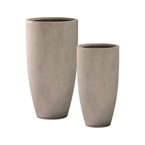 Latitude Run® Kante 2 Piece 31.4" and 23.6"H Concrete Tall Planters, Large Outdoor Indoor Decorative Pot with Drainage Hole and Rubber Plug, Modern Tapered Style Set & Reviews | Wayfair Weathered Concrete, Handmade Concrete Planters, Plant Pots Crafts, Contemporary Planters, Lightweight Concrete, Plant Pot Decoration, Concrete Finish, Handmade Plant, Indoor Outdoor Planter