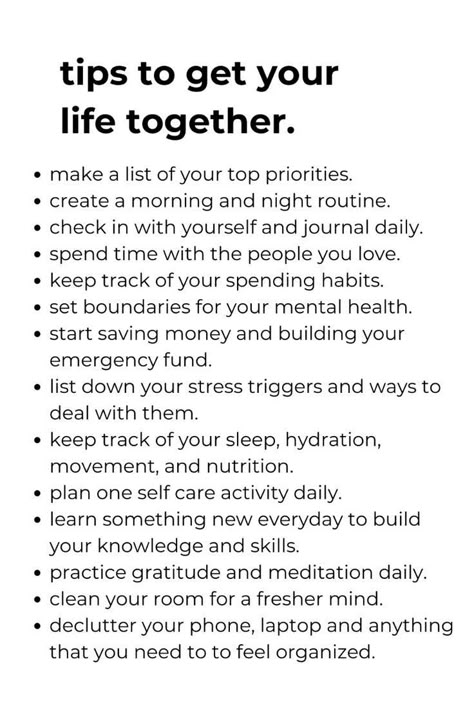 List To Get Your Life Together, Daily Self Improvement, Getting It Together Quotes, Tips To Get Your Life Together, How To Take Control Of Your Life, Improve Your Life, How To Fix Your Life, Getting My Life Together List, Improving Life