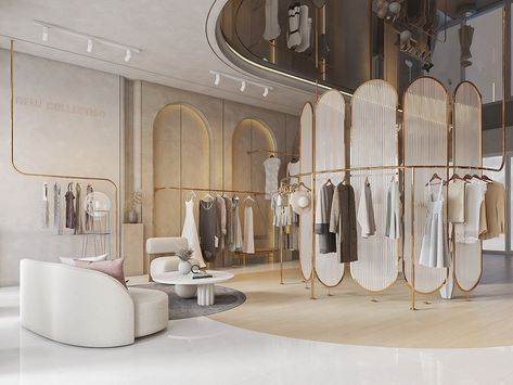 Interior Fashion Store Design on Behance Fashion Shop Interior, Fashion Retail Interior, Clothing Boutique Interior, Luxury Retail Store, Luxury Clothing Store, Fashion Store Design, Retail Store Interior Design, Clothing Store Interior, Clothing Store Design