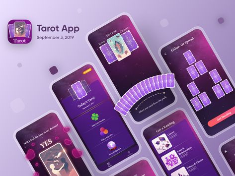 Tarot App by Mahdi Hajinejad Tarot App, Horoscope Design, App Design Trends, Ui And Ux Design, Journal App, Card Ui, Pool Game, Ui Web Design, Web Design Tools