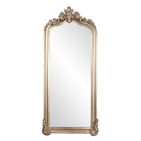 Belham Living Oversized Tudor Silver Floor Mirror - 38W x 87H in. Silver Floor Mirror, Antique Floor Mirror, Oversized Floor Mirror, White Bed Sheets, Mirror Decal, White Bed, Wood Framed Mirror, Flowers White, Round Wall Mirror