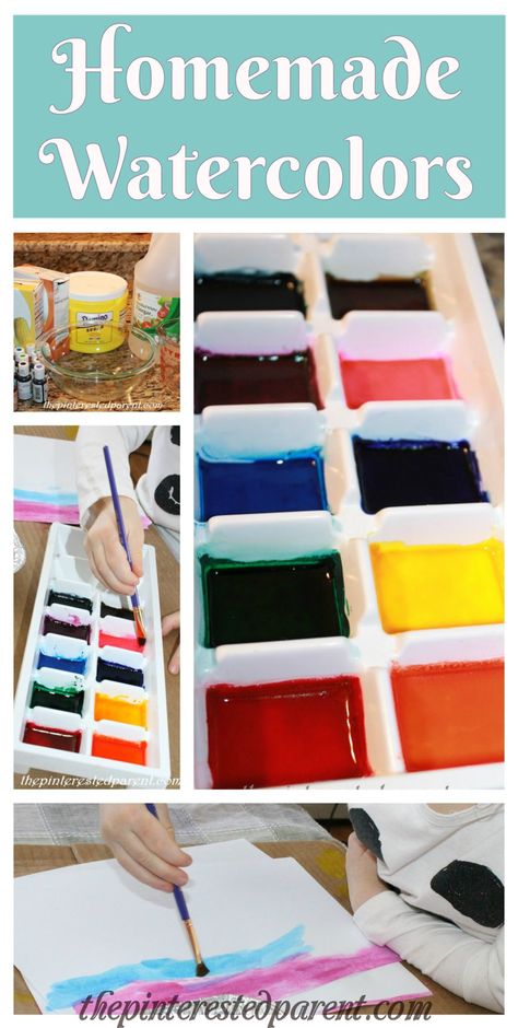 DIY homemade watercolor paints. Easy to make with simple ingredients found in your kitchen Homemade Watercolors, Sunflower Watercolor Painting, Diy Art Supplies, Homemade Paint, Tree Watercolor Painting, Floral Watercolor Paintings, Homemade Art, Watercolor Fish, Watercolor Paintings For Beginners