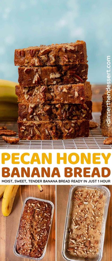 Honey Banana Bread, Banana Bread Honey, Banana Pecan Bread Recipe, Pecan Bread Recipe, Banana Pecan Bread, Sour Cream Banana Bread, Make Banana Bread, Chocolate Banana Bread, Pecan Recipes