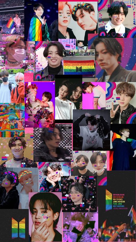 Wallpaper Bi, Draw Bts, Lgbt Flag, Rainbow Wallpaper, Mood Board Inspiration, Bts Members, Jungkook Cute, Agust D, Bts Wallpaper