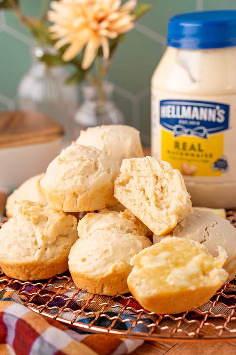 Simple Biscuits 3 Ingredients, Recipe For Mayonnaise, Mayo Biscuits, Mayonaise Biscuits, Mayonnaise Biscuits, Simple Biscuits, Gluten Free Weight Watchers, Batch Baking, Easy Homemade Biscuits