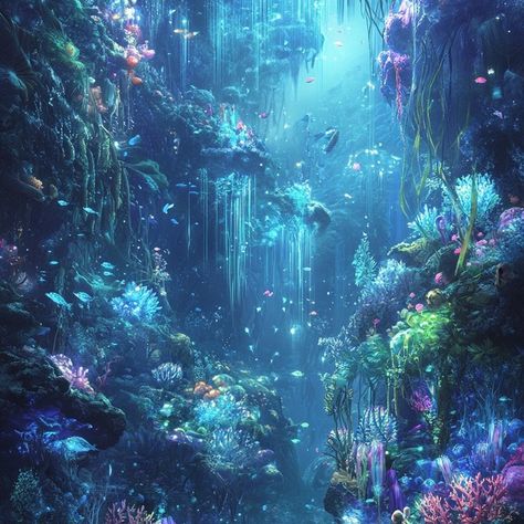 Dive into the kaleidoscope of the deep 🌊✨ A vibrant underwater paradise brimming with dazzling corals and colorful marine life. Experience nature’s masterpiece beneath the waves. 🌈🐠 #UnderwaterMagic #OceanVibes #CoralReefBeauty #MarineLife #SeaWonders #ExploreTheDeep Mermaid City Underwater, Underwater Kingdom Aesthetic, Underwater Habitat, Aquatic Landscape, Aquatic Aesthetic, Underwater Aesthetic, Deep Underwater, Senior Recital, Underwater Kingdom