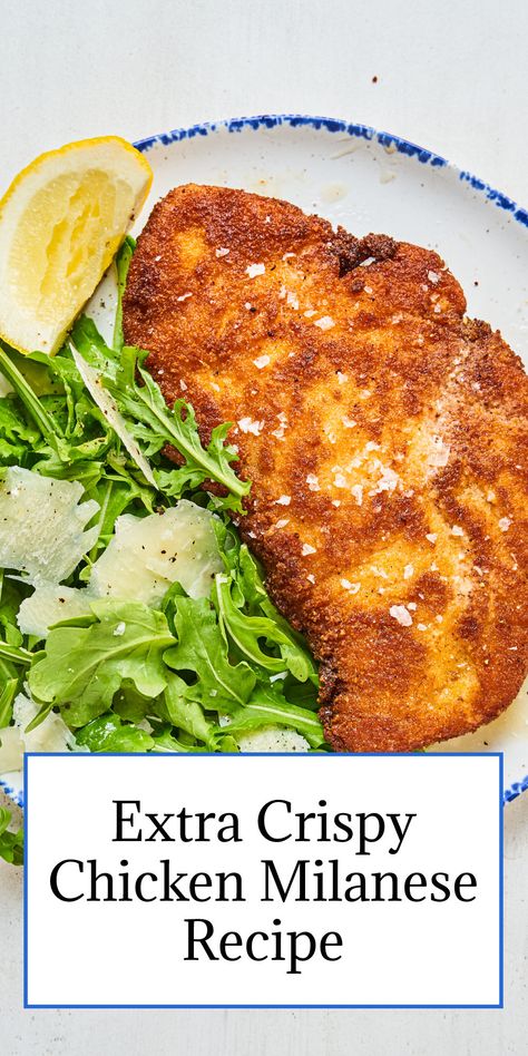 If you’re not already well-versed in this crispy breaded chicken cutlet subject, now is the time to familiarize yourself with the preparation and add it to your repertoire. #chickenrecipes #easydinners #dinnerrecipes #chickenmilanese #familyrecipes Oven Baked Chicken Milanese, Chicken Milano Recipe, Chicken Milanese Recipe, Milanesa Recipe, Crispy Breaded Chicken, Milanese Recipe, Chicken Milanese, Chicken Cutlet, Ways To Cook Chicken