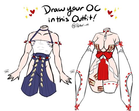 Draw Ur Oc Challenge, Draw Ur Oc In This Outfit, Body Type Drawing, Draw Your Oc, Shrine Maiden, Art Style Challenge, Art Outfit, Art Outfits, Clothing Design Sketches