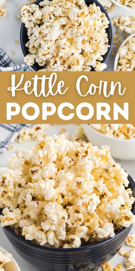 Kettle Corn Popcorn Recipe - Eating on a Dime Kettle Corn Popcorn Recipe, Cooking Popcorn, Homemade Kettle Corn, Kettle Corn Recipe, Flavored Popcorn Recipes, Kettle Corn Popcorn, Kettle Popcorn, Popcorn Recipes Easy, Snacks To Try