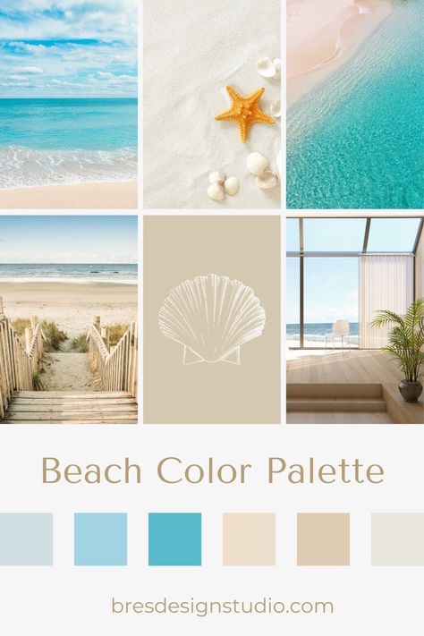 Couleur Feng Shui, Beach Color Palette, Aqua Color Palette, Beach Color Palettes, Beautiful Color Palettes, Soothing Color Palette, Beach House Interior Design, Coastal Colors, Beach Color