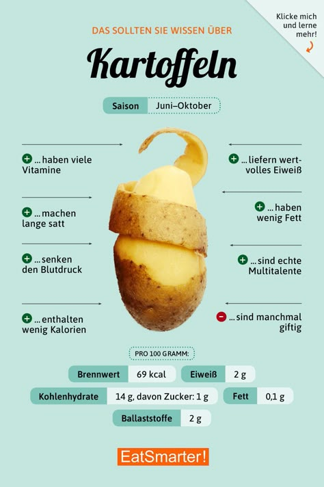 Das solltest du über Kartoffeln wissen | eatsmarter.de #ernährung #infografik #kartoffeln Baking Soda Beauty Uses, Best Fat Burning Foods, Low Carb Diets, Idee Pasto Sano, Eat Smart, Eat Smarter, Food Facts, Fat Burning Foods, Healthy Nutrition