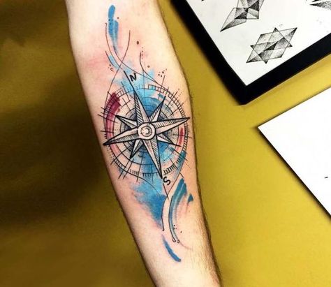 Watercolor Compass Tattoo, Small Compass Tattoo, Compass Rose Tattoo, Catrina Tattoo, Date Tattoos, Compass Tattoo Design, Full Sleeve Tattoo Design, Hawaiian Tattoo, Full Sleeve Tattoos