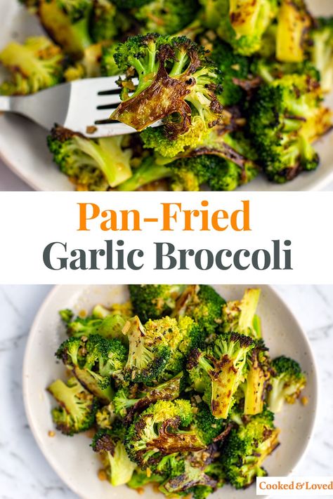 Pan-Fried Broccoli With Garlic Recipe Pan Fried Veggies Recipes, Oven Fried Broccoli, Pan Fried Broccoli Recipes, Pan Cooked Broccoli, Green Vegetable Recipes Side Dishes, Pan Fry Broccoli, Pan Broccoli Recipes, Pan Seared Broccoli, Broccoli Stove Top Recipe