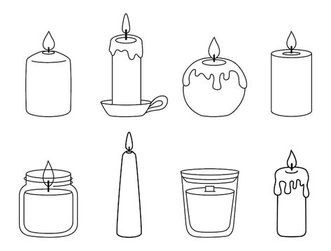 Vector doodle hand draw candle set cozy ... | Premium Vector #Freepik #vector #light #home #church #sign Candle Drawings Easy, Candle Jar Drawing, Simple Candle Drawing, Easy Candle Drawing, How To Draw Candles, How To Draw A Candle, Candle Light Drawing, Candle Line Art, Cozy Doodles