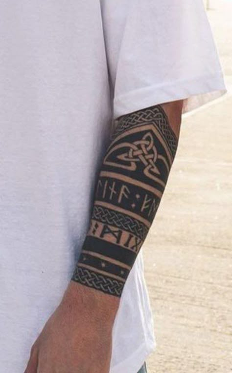 Nordic Armband Tattoo, Viking Arm Tattoo, Nordic Sleeve Tattoo, Arm Tattoo Viking, Asatru Tattoo, Celtic Band Tattoo, Viking Tattoo Ideas, Viking Tattoos For Men, Celtic Sleeve Tattoos