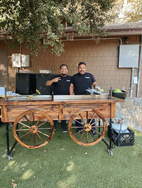 Crave a party with some Mexican flare? Let us cater your next wedding with mouthwatering guacamole, tacos and more! Our Mexican food catering services are sure to impress your guests. Plus, our wooden grill will add a touch of charm to your wedding aesthetic. Contact us at (949)891-5313 or visit us at tacocateringoc.com to start planning the perfect wedding catering menu for your celebration - it's almost wedding season, after all! 🎉🌮❤️ Taco Man At Wedding, Tacos Catering Ideas, Taco Guy At Wedding, Taco Stand Wedding, Mexican Buffet Wedding, Mexican Catering Display, Tacos At Wedding, Taco Catering Set Up, Taco Truck Wedding