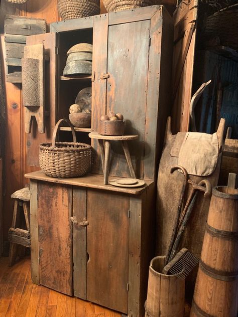 Primitive Cabinet, Early Primitive Decorating, Primitive Cupboards Display, Primitive Wall Cabinets, Primitive Bathroom Wall Cabinet, Primitive Black Cabinet, Primitive Wall Cupboard, Rustic Primitive Decor, Primitive Home Decorating