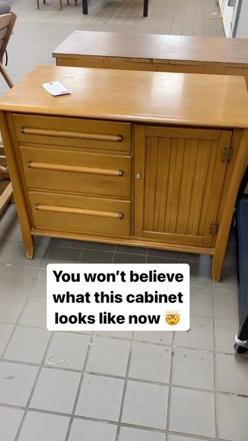 Mary Lindloff on Instagram: "What do you think of this furniture flip? I love how beautiful the @minwaxusa stain looks on the drawers! (#ad) Would you try it yourself?! Here are all the details on the 3-step staining process I followed: 1) Minwax Pre-Stain Wood Conditioner for Oil-Based Stains 2) Minwax Wood Finish Penetrating Stain in Special Walnut (2 coats) 3) Minwax Polycrylic Protective Finish (2 coats) This project took about 4 days to complete, with about 8 hours of active work time. Go grab some Minwax stain for your next (or your FIRST!) furniture makeover! #Minwax #KeeponFinishing #FinishedwithMinwax #furnitureflip #furnituremakeover #furnitureflipping #furnitureflipper #refinishedfurniture" Refinish Painted Furniture, Compressed Wood Furniture Makeover, Stain Furniture Diy Wood, Cabinet Painting Diy, Walnut Storage Cabinet, Refinish Veneer Furniture, 90s Furniture Makeover, Two Tone Stained Furniture, 2 Tone Furniture Ideas