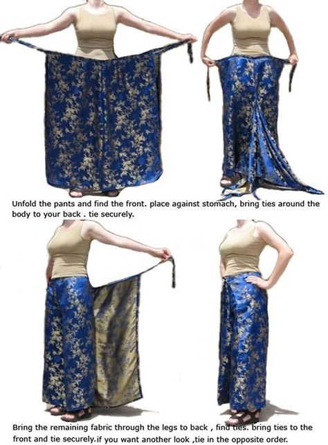 Thai Wrap Pants, Pantalon Thai, Trouser Pants Pattern, Blue Sari, Convertible Clothing, Pants Tutorial, Thai Pants, Thai Fisherman Pants, Fisherman Pants