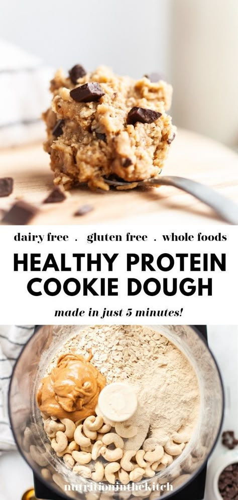 Healthy Protein Cookie Dough, Vanilla Protein Recipes, Edible Protein Cookie Dough, Protein Cookie Dough Recipe, Protein Banana Bread, Protein Peanut Butter, Protein Cookie Dough, Healthy Homemade Snacks, Protein Cookie