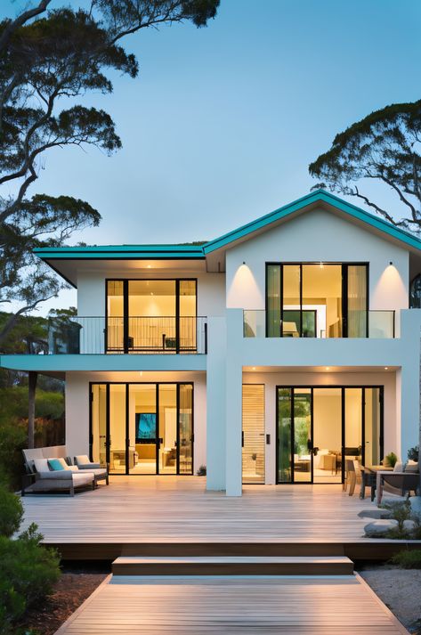 Coastal charm meets modern elegance in this Noosa beachfront home. Featuring a minimalist aesthetic and breathtaking views of Noosa National Park, this contemporary home offers the ultimate indoor-outdoor living experience. #Noosa #Beachfront #ModernHome Houses In Australia, South African Homes, Australia House, Aesthetic Clean, Coastal Elegance, Coastal Lifestyle, Coastal Charm, Indoor Outdoor Living, The Dunes