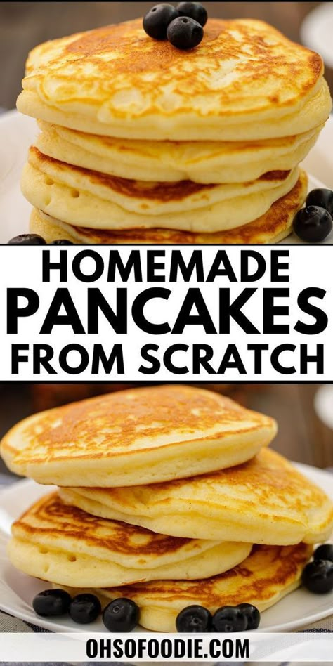 See how to make homemade pancakes from scratch! These easy homemade pancakes are so delicious too! Click here to see how to make fluffy homemade pancakes in a few minutes! Pancakes Without Butter, Flavorful Pancakes, Pancake Recipe From Scratch, Scratch Pancake Recipe, Homemade Pancakes Recipe, Best Pancakes Ever, Fluffy Homemade Pancakes, Easy Homemade Pancake Recipe, Best Homemade Pancakes