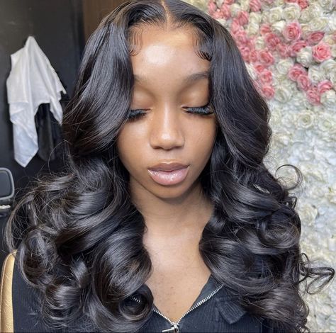 Middle Part Sew In Hairstyles, Quick Weave With Curls, Curly Side Part Sew In, Closure Hairstyles, Curls With Layers, Sew In Weave With Leave Out, Hoco Hairstyles, Glamour Hair, Curly Weave Hairstyles