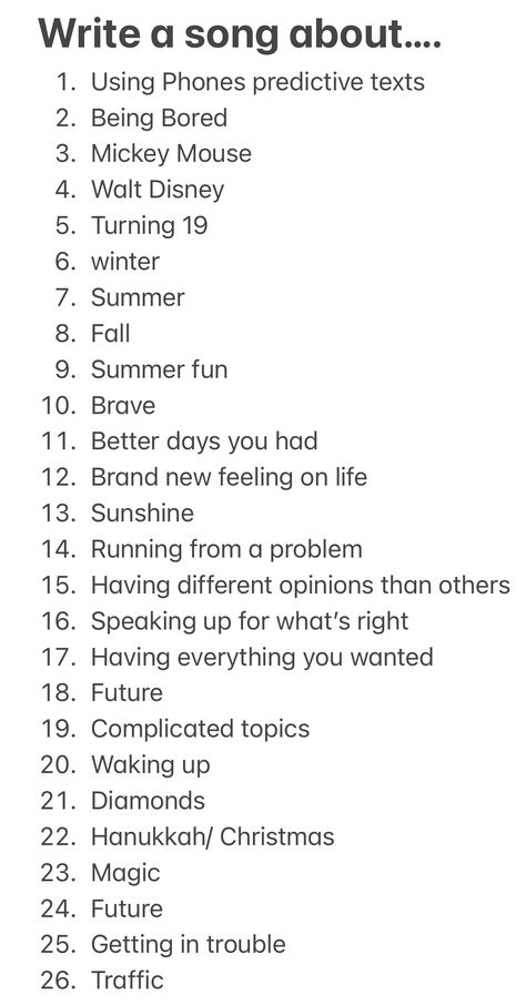 Writing A Musical, Songs To Write, What To Write A Song About, Write A Song About, How To Write Songs, Song Writing Challenge, Things To Write Songs About, Song Ideas Writing Lyrics, Song Prompts