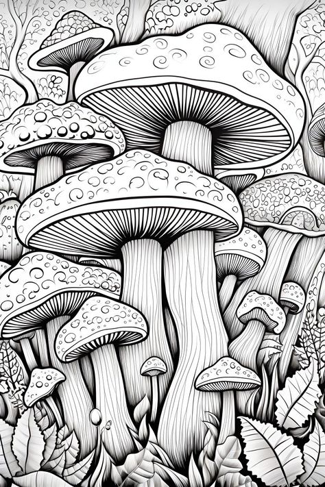 Coloring Pages Grayscale Mindfully Relaxing C Weird Coloring Pages, Mushrooms Coloring Pages, Relaxing Patterns, Mushroom Coloring Pages, Mushroom Coloring, Mandalas Coloring Pages, Coloring Patterns, Coloring Pages Cute, Adult Coloring Books Printables