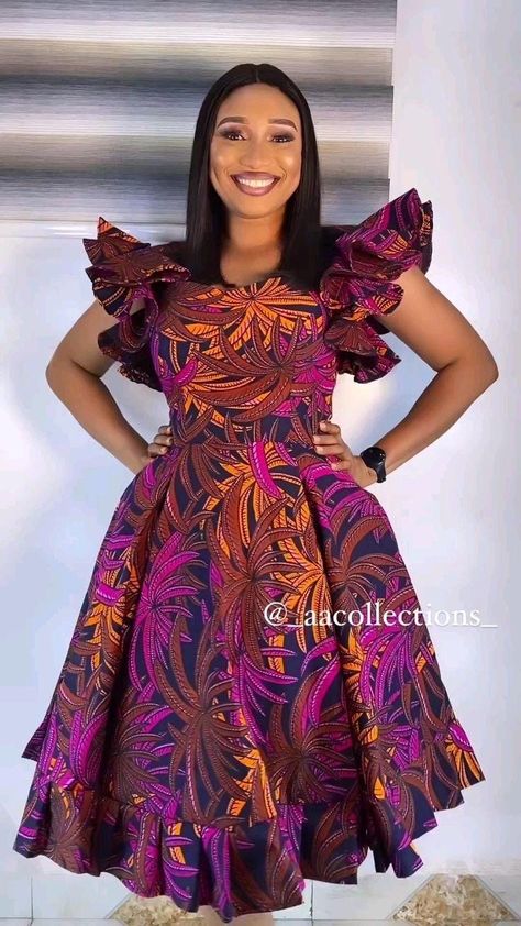 African Dresses For Women Classy Ankara, Ankara Flare Dresses, African Dresses For Women Classy, Short Flare Gown Styles, Flare Ankara Dress, Ankara Dresses For Women, Ankara Short Gown Dresses, Ankara Short Flare Gowns, Flare Gown Styles