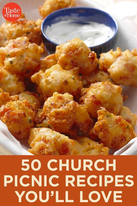 Tomato Fritters, Pack A Picnic Basket, Church Potluck Recipes, Easy Picnic Food, Church Recipes, Church Picnic, Picnic Recipes, Fritters Recipe, Taste Of Home Recipes