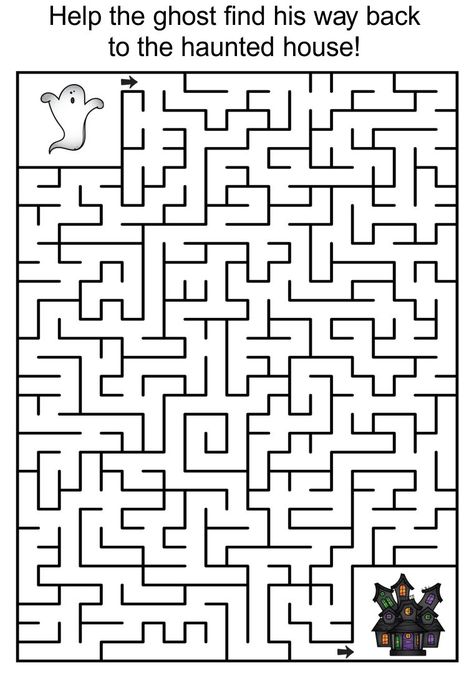 Printable Halloween Mazes Halloween Activities Printables, Halloween Activities For Students, Classroom Halloween Activities, Halloween Worksheets Free Printable, Halloween Paper Activities, Halloween Activities For Kids Printable, Halloween Class Activities, Halloween Printables Free For Kids, Halloween Maze Ideas