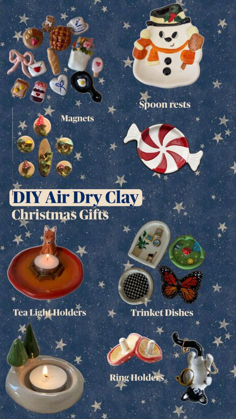 Clay Christmas Gifts, Air Dry Clay Christmas, Diy Christmas Presents, Homemade Clay, Diy Air Dry Clay, Clay Christmas, Air Dry Clay Projects, Christmas Clay, Diy Ceramic