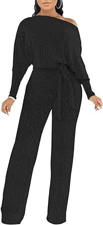 LaiyiVic Women's Elegant Jumpsuits Dressy Long Sleeve Straight Long Pants Rompers with Pockets Glamorous Full-length Stretch Pants, Elegant Long Sleeve Non-stretch Jumpsuits And Rompers, Jumpsuits For Women Formal, Black Stretch Off-shoulder Jumpsuits And Rompers, Black High Stretch V-neck Jumpsuits And Rompers, Elegant Rompers, Romper Long Pants, Solid Jumpsuit, Jumpsuit Dressy