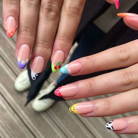 Minecraft Nails, Funky French Tip Nails, Mismatched Nails, Funky Nail Art, Tapered Square Nails, Minimalist Nails, Funky Nails, Dream Nails, Pretty Acrylic Nails